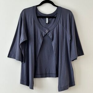 Dream 100% Pima Cotton Gray Purple Kimono Sleeve Cardigan